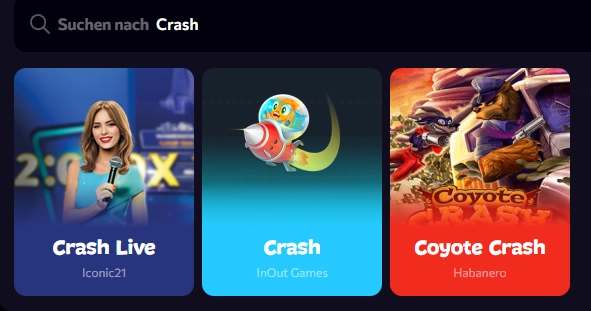 Crash Spiele im Aphrodite Casino mit unterschiedlichen Multiplikatoren