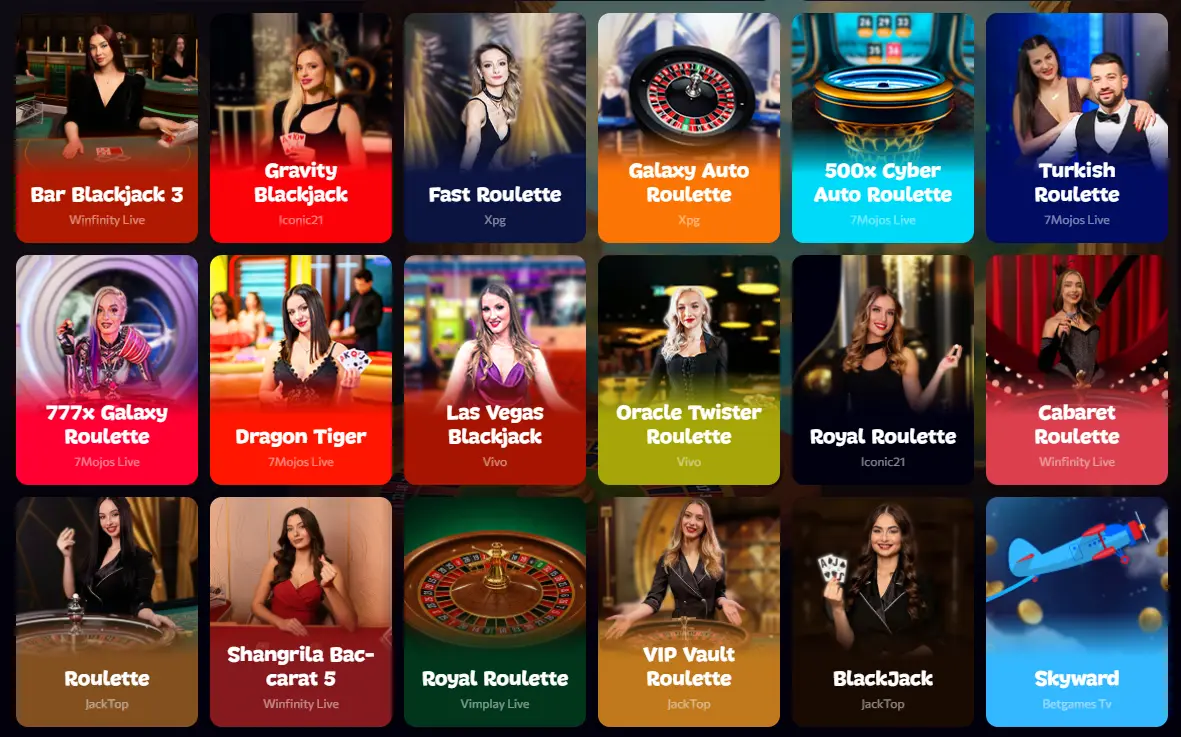 Live-Casino im Aphrodite Casino mit Roulette Blackjack und Baccarat