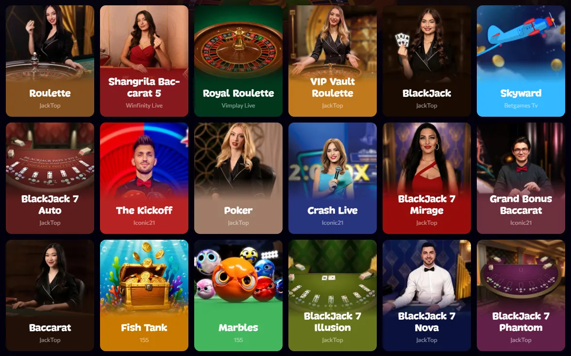 Live-Casino Spiele bei Aphrodite mit Roulette Blackjack und Baccarat