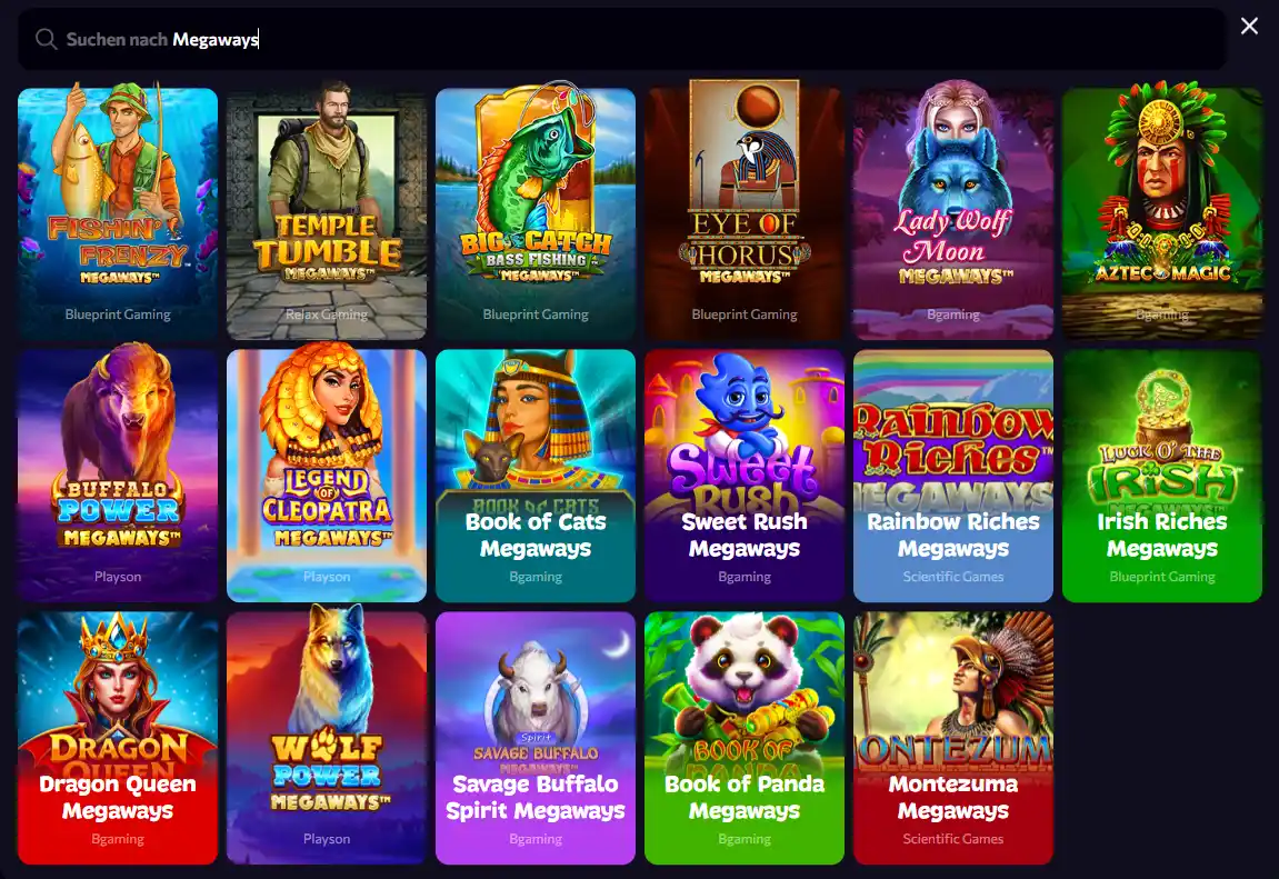 Megaways Spielautomaten verschiedener Anbieter im Aphrodite Casino